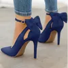 Women Pointed Toe High Heels Woman Thin Heels Ladies Sexy Pumps Ladies Buckle Strap Female Fashion Bowknot Shoes Plus Size 34-43 K78