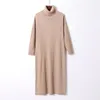 Pull femme robe midi automne hiver mince ample longue genou coréen à manches longues robe en laine femmes vestidos 210420