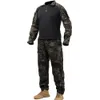 MeGe Tactical Camouflage Militär Combat Uniform Sätta Skjortor Lastbyxor med Pads G3 Utomhus Soldat Airsoft Paintball Kläder X0909