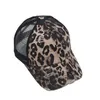 Azione! Criss Cross Cappelli a coda di cavallo Donna Lavato Mesh Back Leopardo nero Messy Bun Coda di cavallo Berretti da baseball Trucker Party Hat CYZ3129