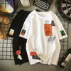 Mens Causal Impresso Hip Hop Camiseta Men Pullover Oversize Harajuku T-shirt Summer Summer Sleeve Tops Tops de algodão