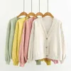 Cardigan autunnale monopetto verde rosa giallo corto donna manica lunga sciolto Caridgan femminile giacca lavorata a maglia donna 210918