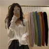 Z Długim Rękawem Kardigan Sweter z dzianiny V Neck Sweter Kobiety Koreański Styl Solid Color Cardigan Kurtka Topy Lato 210918