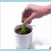 Silder Teaware Kitchen Dining Garden Infuser Coffee Tea Stir Sile Leaf Sile Green For Home Bar Filter Hälsosamma verktyg HHA803 Drop
