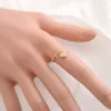 Anillos de amor para mujer, anillo de pedrería CZ de oro sólido fino de 24 k CT, anillo de apertura de tamaño ajustable, joyería bonita en forma de corazón 224H