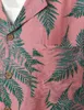 Мужская битник повседневная короткая рукава гавайские рубашки алохи летняя кнопка вниз тропические мужчины пляжная рубашка с карманным розовым 2xL 210522