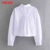 Dames Retro White Crop Peter Pan Collar Chic Vrouwelijke Shirt Tops CE122 210416