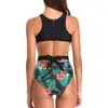 Seksowny strój kąpielowy Kobiety Zipper Swimwear Push Up Monokini Drukowane Patchwork Garnitury Kąpielowe Plaża Nosić kostium pływacki XL 210521