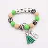 Buitenlandse handel Voedsel Grade Siliconen Letter Beads Bracelet Keychain Koreaanse fluweel Tassel Pendant Key Ring Vrouw meerdere kleuren optioneel