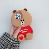 estilo dos desenhos animados funy urso marrom celular silicone casos capa traseira para iphone 6s 7 8 plus x xr xs 11 12 pro max escudo protetor ph2992455