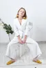 Summer White Linen Girls Wide Pants Suits Women 2 Pieces Long Sleeve Evening Party Prom Blazer Tuxedos (Jacket+Pants)