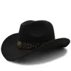 Basker klassiska kvinnor män ull chapeu western cowboy hatt vinter höst gentleman jazz cowgirl Sombrero hombre steampunk cap storlek 56-58cmberet