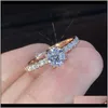 Solitaire Rose Gold Diamond Ring Crystal Engagement For Women Wedding Rings Sets Fashion Jewelry 080518 I73Vg Pdyt5