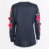 Moletons femininos moletons moletons femininos de manga longa Bordado de moletom floral com jumper pullover tops capuz para mulheres