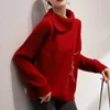 H.SA Frauen Unregelmäßige Pullover Weiß Rot Stickerei Pullover Jumper Vintage Weihnachten Strickwaren Pull Femme 210417