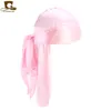 2021 New Men's Long Silky Satin Breathable Turban Hat Wigs Doo Durag Biker Headwrap Chemo Cap Pirate Hat Men Hair Accessories