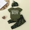 Baby Boy Roupas Set para Menina Recém-nascida MomDad Imprimir Camuflagem Trajes de Manga Curta Crianças Crianças Crianças Infantil Roupas 3 Pcs Terno G1023