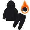 2-12 jaar oude kinderkleding Winter Boys and Girls 'Fleece Sweater Suit Hooded Pluche Sportkleding Kinderzaak 211021