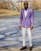 Été violet hommes Tuxedos Slim Fit hommes affaires pantalon costume sur mesure bal fête mariage costumes seulement une veste