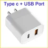 TYPE C USB Dual Port 2.1A Output Wall Chargers voor nieuwe iPhone 12 13 Pro Max Power Adapter Poly Bag