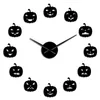 Wall Clocks Pumpkin Face Frameless DIY Large Clock Halloween Horror Home Decor Acrylic Mirror Sticker Big Art Watch