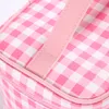 Domil Plaid Pu Faux Leather Waterfoof Cosmetic Bag