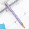 NEWGold Powder Press Pen Office Cartoon Ballpoint Pen DIY Metal Ball Pens School Student Supplies RRA10925