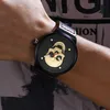 WWOOR Sports Waterproof Leather Watches Mens Luxury Gold Cool 3D Skull Men Quartz Wrist Watch Fashion Big Dial Reloj Hombre 210527