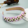 Bandeau Vintage en forme de cœur avec perles, élégant, strass scintillants, tissu de couleur unie, couvre-chef de fête pour filles