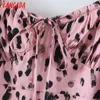 Moda Mulheres Leopard Imprimir Ombro Chegada Longa Manga Ladies Mini Vestido Vestidos Sl547 210416