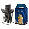 Gift Box Set Stainless Steel Tableware 24-piece Sets Western Steak Cutlery Holiday Party Multi-color Optional WH0124
