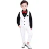 Boys Burgundy Short Suits Vest Set Slim Fit Ring Bearer Suit For Boys Brand Formal Classic Costume Wedding Birthday Party Gift X0802