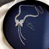 Легкая роскошная полная алмазная ниша женская 2020 новая новая бабочка ожерелье шеи ювелирные изделия шейный мозг в кисточке цепь ключа