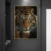 Grymt tiger och lejon kanfas målning vilda djur affischtryck moderna vardagsrum väggkonst dekorativa bilder lejon cuadro