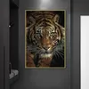 Ferocious Tiger and Lions Canvas Painting Wild Animals Poster Print Modern Living Room Wall Art Decorative Pictures Lion Cuadro