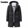 Vinter män Parkas Hooded Warm Mid-Length Coat Solid Färg Casual Fashion Streetwear Parka Stor storlek 8xl 211214