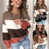 Fitshinling Vintage Donna Maglioni e pullover Maglieria Patchwork Slim Top invernali Moda Boho Maglione lavorato a maglia Maglione basic 211011