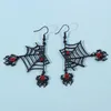 Oorbellen Ketting C6UD Halloween Spider Web Sieraden Gothic Crystal Rhinestone Hanger Set voor Vrouwen Girls Gifts