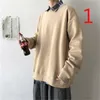 Осень Корейский ретро мультфильм печать с длинными рукавами футболки мужской Свободная тенденция Нижняя рубашка свитер 210420