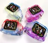 Transparent Straps Gradient Colour Integrated Watchcase Against Falling TPU Protective Replacement Bracelet Bands for Apple Watch iWatch 7 6