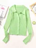 knitted cropped cardigans women long sleeve green short button casual pink ribbed cardigans streetwear tops 210415
