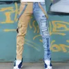 Jean haute rue salopette droite surdimensionné Hip-hop jaune bleu Denim homme Jean