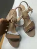 Kobiety Zablokuj Sandały Luksusowe Wysokie Obcasy Metalowe Laminat Skórzany Mid-Heel Sandal Suede Designer Sandały Letnie Buty Ślubne