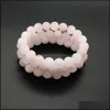 Другие свободные бисеры ювелирные изделия 10 мм матовый розовый кварцевый браслет, драгоценный камень браслет, розовые круглые бусины, эластичный браслет, удача браслет