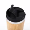 ハンドルが付いている天然竹のコーヒーマグカップ300ml 450ml二重層のオフィスBamboosシェルの魔法瓶