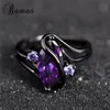 Wedding Rings Bamos Charming Purple Cubic Zirconia s for Women Fashion Jewelry Vintage Black Gold Filled February Birthstone Ring Rb0047