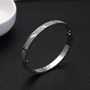 Titanium Steel 3 Row Full Diamond Bracelet Fashion Women Men Chirstmas Bangle Bracelets for lover Distance Jewelry Gift with velve294g