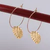 2021 Bohemian Rostfritt stål Monstera Leaf Stud Örhängen Kvinnor Guld Tropiska Hollow Växtblad Brincos Party Gifts