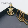 Colliers pendants Knight Black Ealge Anchor Collier plaqué 316 en acier inoxydable Navy Mens Hip Hop Rapper BKN06072798912