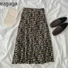 Ezgaga Vintage Y2k Skirts Women New Fashion Elastic High Waist A-Line Floral Printed All-Match Holiday Party Skirt Elegant 210430